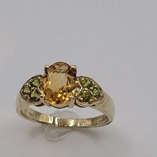 Goldring mit Citrin u. Peridot,  375/- Gelbgold, Citrinring (9ct)