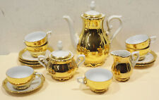 schönes 15Tlg. Vintage Porzellan Kaffee/Mokka Geschirr  mit breitem Goldrand