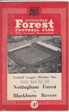 Matchday Programme Nottingham Forest Blackburn Rovers 1960/61