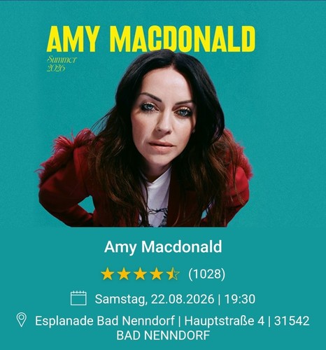 Amy macdonald konzert ticket - amy,