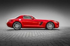 Leinwand Bild Mercedes-Benz Rot Felgen SLS AMG Roadster Supersportwagen 6.3 XXL