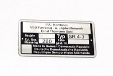 Rahmenplakette Typenschild
