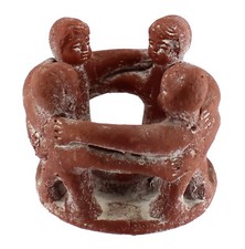 Budawi® Freundeskreis aus Ton mit 4 Figuren Handarbeit aus Mexiko klein rot