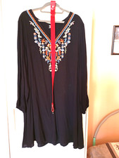 Schwarzes Kleid Gr, 2XL v. Shein! Folklore Stil m Stickerei!! ungetragen!!