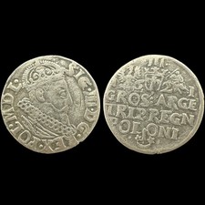 Silber Münze Polen Krakau Sigismund III. Wasa Trojak 1621 3 Gröscher Groszy