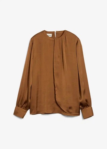 Satinbluse 48 zimtbraun - satinbluse,