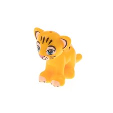 1x Lego Tier Löwe Tiger Baby hell orange Augen blau Schnauze weiß 14734pb03