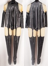 c7 TRANSPARENT SCHWARZ RUBBER LATEX GUMMI CATSUIT Taille 104cm XXL 46 48 50