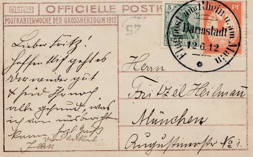 Flug post karte 1912 - 1912, darmstadt