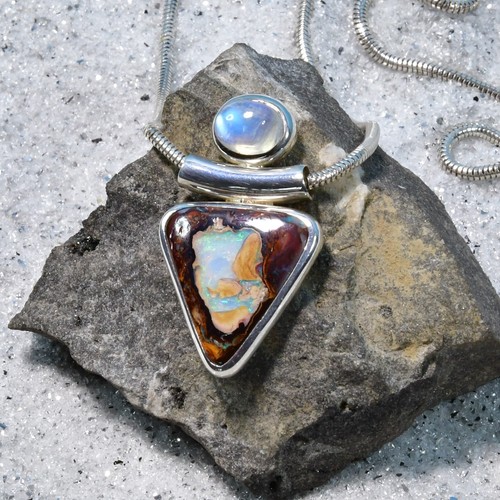 Opal anhänger 925er silber - 925er,