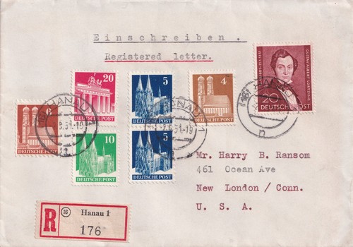 Brd einschreiben 1951 mit - mit, us
