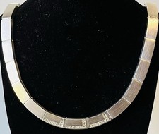 925/- ESPRIT Silber Collier, simulierte Diamanten, 8 mm breit, ca. 40 cm lang