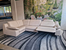 Hukla Ecksofa N2844 Echtleder Cloudy ecru, Wallaway (motorischer Relaxsitz)