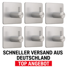6x Selbstklebende Handtuchhaken Edelstahl 304 – Wandhaken Bad Küche ohne Bohren