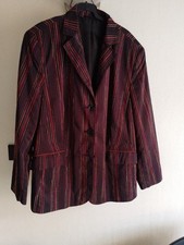 Schicker Damen Blazer Gr. 50 Schwarz mit Streifen Rottöne