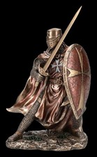Veronese Kreuzritter Figur - Mit Schild - Mittelalter Statue Dekofigur - H 19 cm