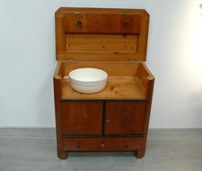 Biedermeier Kommode Waschtisch in Esche + Schwarz, um 1850 oder älter