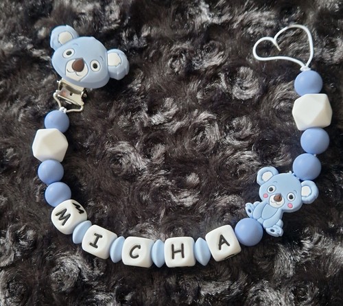 Koala schnullerkette mit name - schnullerkette,