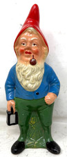 Gartenzwerg mit Laterne Zwerg Gnom ALT 25cm Ton Keramik Alt /P18.10/3