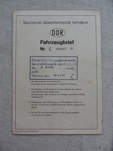 Ddr kfz brief - kfz,