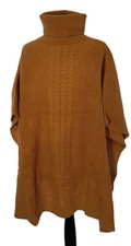 PONCHO Beige Zopfmuster