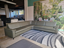 Polinova Ecksofa N2756 Echtleder LaTempra olive, Federkern, gleichschenklig