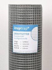 Volierendraht Drahtzaun Schweissgitter 4-eck 12m feuerverzinkt 12x12mm Masche