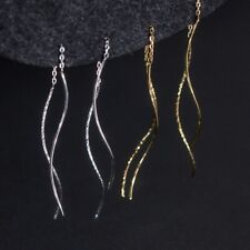 Lange 925 Silber Durchzieher Ohrringe – Wellenförmig & elegant, Damen Ohrhänger