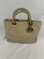 Lady Dior Tasche – Beige, Canvas, Vintage, sehr guter Zustand Echtheit Nachweis