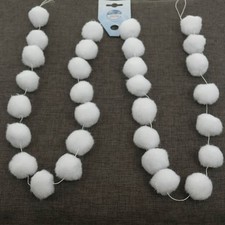 Kaemingk Weinachtsdeko Schneeballgirlande Weiß Ø 4 cm Länge 180 cm - Polyester