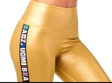 NEU ZUMBA Gr.S Metallic High Waisted Leggings GOLD