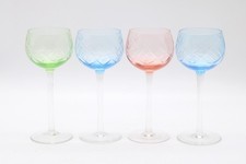 4x antike Römergläser Weingläser Pastellfarben Handgeschliffen alt H 17,5 cm