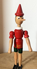 Pinocchio Holzfigur Gelenkpuppe Beweglich Stehend Hängend Handarbeit 1970er Vtg
