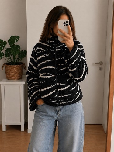 Zebra fleece jacke - h&m,