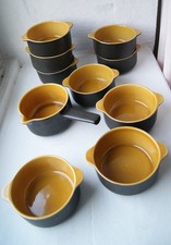 Melitta Ceracron, 9 Suppentassen,1 Sauciere, Kopenhagen, schwarz/ocker,