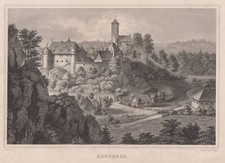 Aufsess Ofr. Original Stahlstich Poppel 1843