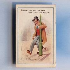 Comic Postkarte 1921 Reg Maurice betrunken Laternenposten voll Unterkünfte Spatz