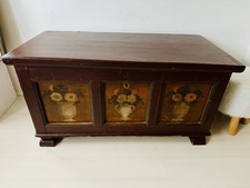 Truhe Holz ca. 1900 Bauermalerei Braun Bank