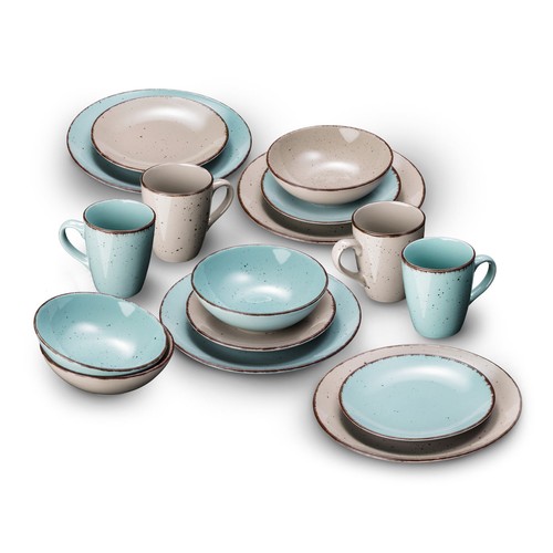 Tafelservice türkis beige - tafelservice,