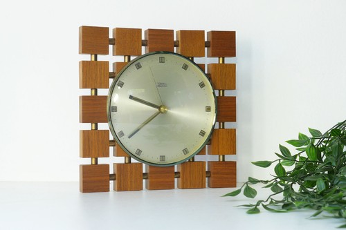 Vintage wanduhr teak messing - vintage,