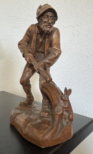 Holzfigur jäger mit flinte - holzfigur,