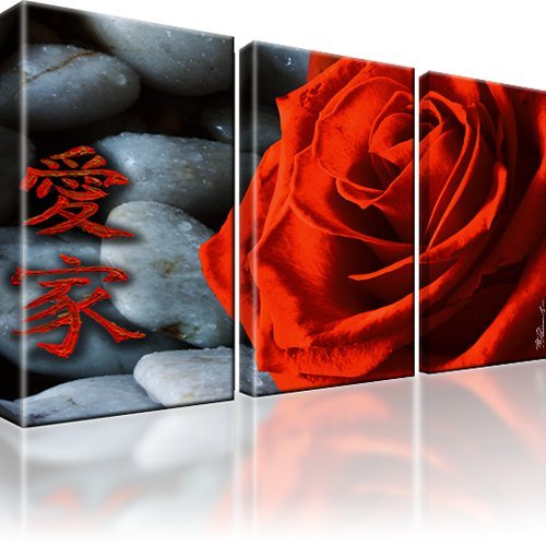 Rote rose steine bild teilig - rose, 3