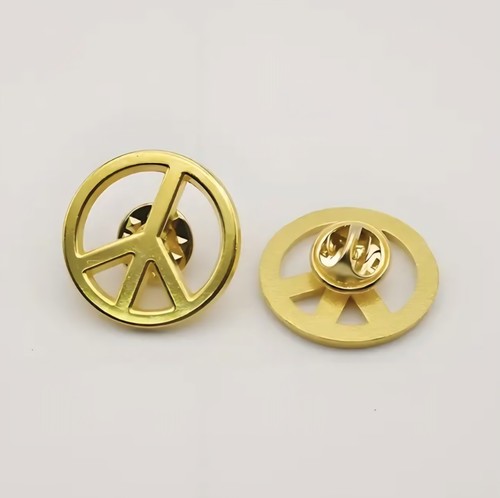 Gold peace symbol pin - gold,