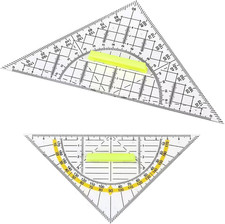 2 Stück Geodreieck klein und groß flexibel transparent mit Griff