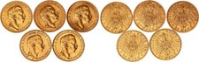 Preußen 5x 20 Mark Gold 1891-1911 Wilhelm I. und II. Anlegerposten  135330