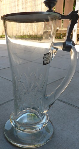 Bierkrug mit zinndeckel - zinndeckel, glas
