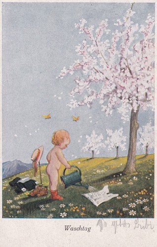 Künstler postkarte waschtag - künstler,
