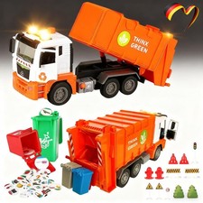 Große Müllwagen Spielzeug mit Mülltonnen Spielzeugauto Fahrzeuge Geschenk Kinder