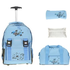 Schultrolley 4T Set Trolley Elephant Schulrucksack Mädchen 11798 Butter Hellblau