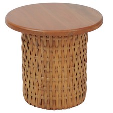 B-Wae Beistelltisch MCW-P15, Pflanzentisch Tisch, Mahagoniholz Rattan rund 44cm